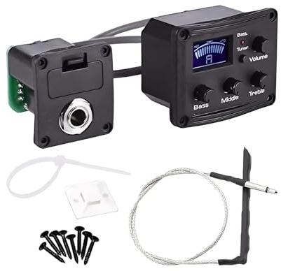 Capteur De Ukulélé | Préamplificateur Accordeur À 3 Bandes - Capteur Piézoélectrique avec Écran LCD pour Guitare Acoustique - pour Instruments à Cordes acoustiques électriques Banjo Basse Mandolin