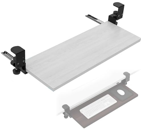 Skjutbar tangentbordsplattform, underskrivbord tangentbordsbricka med klämma, design utan borr, lätt &, stöder tangentbord och mus för hemmakontor