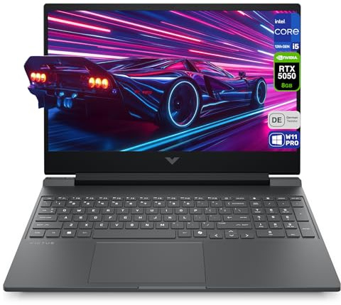 HP Victus 15 Gaming Laptop, Intel Core i5-13420H, 32 GB DDR5 RAM, 1 TB PCIe SSD, 15,6 FHD (1920x1080) IPS 144Hz Display, Nvidia Geforce RTX 5050, Deutsches Tastatur, Windows 11 Pro, Mica Silver