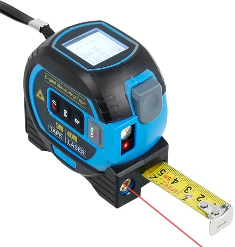 3in1 Laser Measure Tape 40M/131FT Laser Distance Meter with 5M Tapes, Almighty Ruler Digital Tape Measure for Pythagorean/Area/Volume/Single/Continuous Measurement and ft/in/m Unit Switch