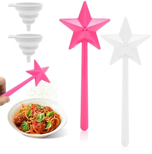 Cossaot 2 Varita Mágica Salero y Pimentero, Dispensador de Sal y Pimienta, Botella Mágica con Varita Mágicas,Varitas mágicas para La Sal y La Pimienta, para Restaurante,Cocina y Mesa