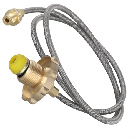 Manguera para barbacoa con reductor de presión para botellas de gas propano de 5 kg, manguera de gas trenzada de 1 m, de latón y nailon, adaptador para hornillos de camping y barbacoas de mesa