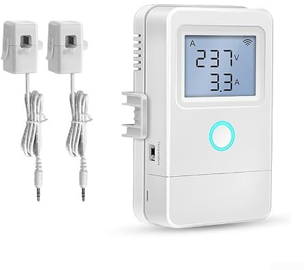 Tuya Compteur d'électricité intelligent WiFi 3 canaux 100 A Moniteur de précision avec alarme de surcharge pour la maison Économie d'énergie Blanc 12,5 cm (2 canaux)
