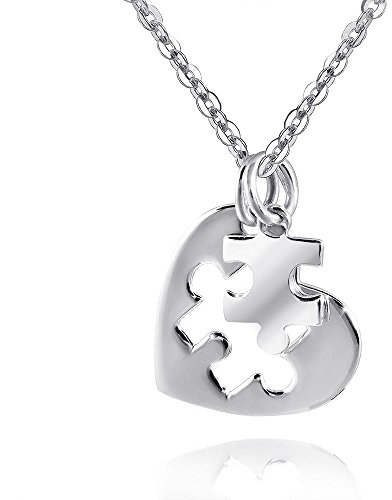 MATERIA Partner Anhänger Puzzle Silber 925 zweiteilig Kettenanhänger Herz Liebe Partnerschaft inkl. Box KA-338_ohne Kette