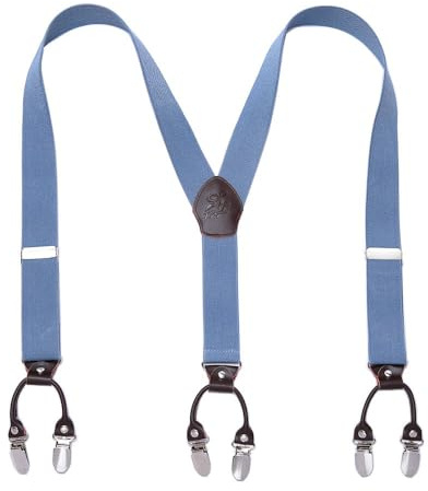 KANGDAI Rindsleder Hosenträger für Herren Breit Y Style 3.5 CM Mit Sehr 6 Starke Metall Clip Durable Elastic Verstellbare Hosenträger Geschenkbox für Herren und Damen