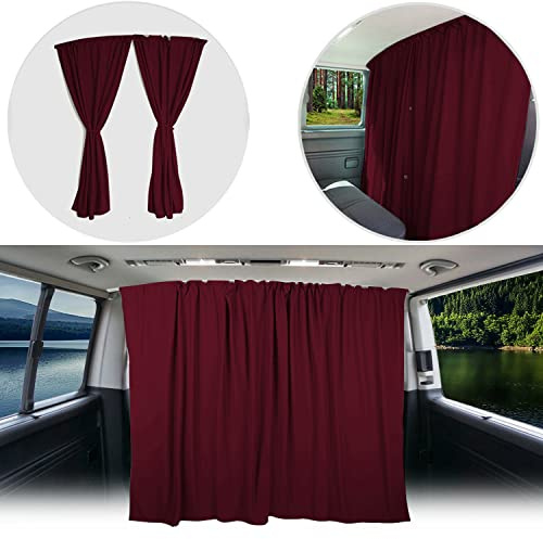 BREMER SITZBEZÜGE Abtrennung Fahrerhaus Sonnenschutz Führerhaus Gardinen Vorhang kompatibel mit VW T5 T6 T6.1 Multivan Transporter Caravelle Weinrot Camping Wohnmobil Zubehör
