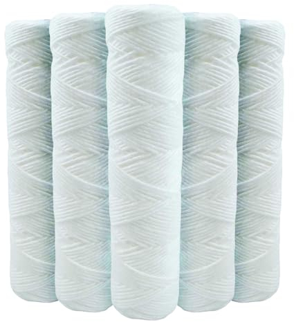 Lot de 5 Cartouches Bobinée Filtre à Eau Anti Sédiments 9 pouces 3/4-20 microns Compatibles Filtre 10 pouces