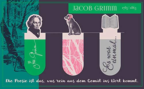moses. libri_x Literarische Magnetlesezeichen Jacob Grimm, 3er Set magnetisches Lesezeichen, charmant illustriert & perfekt für Vielleser