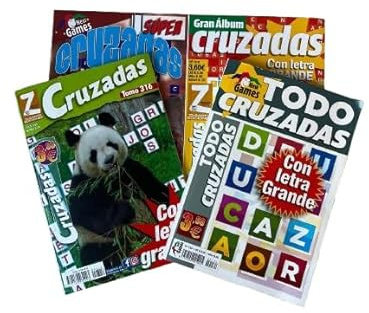 DataPrice Pack de 4 Libros de Pasatiempos Cruzadas. Cruzadas para Adultos variadas. - Ed. Zugarto -.