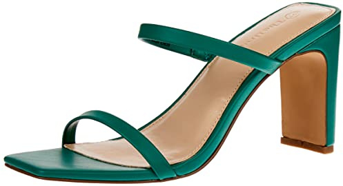 The Drop Avery - Sandali Con Tacco Alto A Due Cinturini da Donna, Verde ultramarino, 37.5 EU