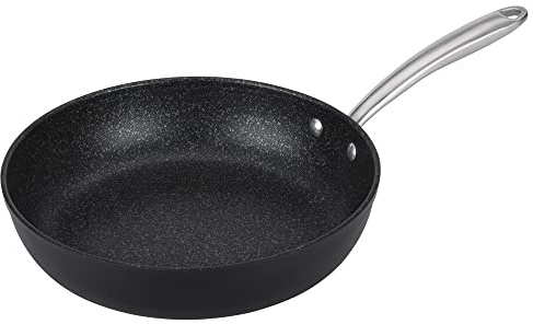 Prestige Scratch Guard Non Stick Frying Pan 29cm - Suitable as Induction Frying Pan, Scratch Resistant, Easy Cleaning Ceramic Exterior with Steel Base, Oven & Dishwasher Safe Cookware, Black