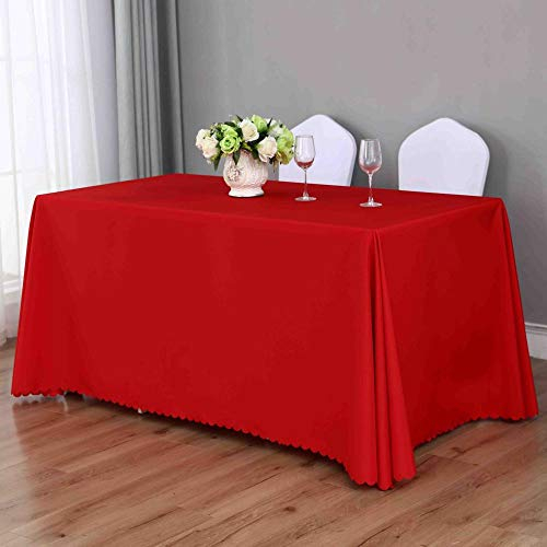 Kuinmpiond Tischdecke aus Kunststoff Premium Rechteckige Solid Color Thick Tischabdeckung Gartentischdecke Red 160 × 220cm