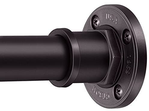 BRIOFOX Industrial Shower Curtain Rod - 2-in-1 Design Tension Curtain Rod - Never Rust Non-Slip 43 to 72 Inch Stainless Steel, Bronze Window Curtain Rod