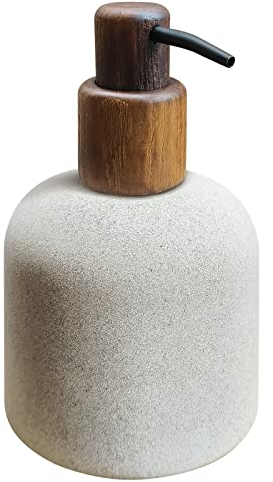 Asashizen 250ml japanischer Stil Harz Seifenspender Badezimmer, einfach zu füllen Spülflüssigkeitsspender, Gel-Spender für Küchenspüle, nachfüllbare Shampoo- und Conditioner-Flaschen mit Holzpumpe