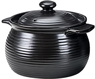 Olla de cerámica para cazuela, olla de cocción de arcilla, olla de cocina, olla de guiso, olla caliente de arcilla, olla de sopa, olla de cocción (3 L, uso de estufa de gas)
