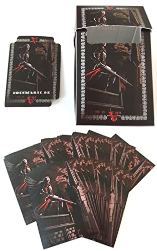 docsmagic.de 100 Art Card Sleeves + Deck Box Vampires Theme Bundle - 66 x 91 mm Standard Size MTG PKM