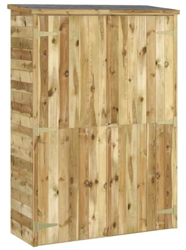 Gartenschrank aus Holz mit Tür & Schrägdach, Gartenhaus Gerätehaus Geräteschuppen Geräteschrank Werkzeugschrank Outdoor-Schrank Gartenbox für den außenbereich, 123x50x171 cm