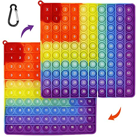 BOOWEN Pop It 10x10 Silicone Push Bubble Fidget Toy 20CM Giocattolo Sensoriale da Spremere Poppit Matematica Educativo Gioco Adatto per la Scuola Adulti e Bambini
