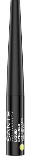 SANTE Naturkosmetik Liquid Eyeliner 03 Marine, mit wertvollem Bio-Rizinusöl, veganer Kajal mit präziser Spitze, langanhaltende Formel für einen ausdrucksstarken Blick, dunkelblau, 3,5ml