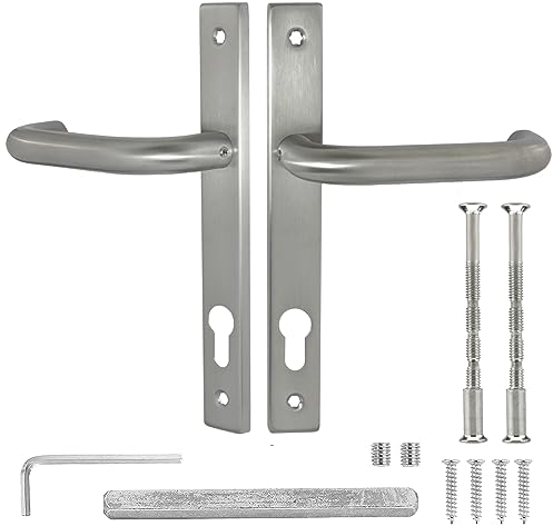 ALSTEN TECH Türgriff U-Form Türklinke 90 Türdrücker Set PZ Profilzylinder mit Langschild-Garnitur Türbeschlag aus Edelstahl Drückergarnitur für Innentüren und Außentüren Haustür satiniertes Finish