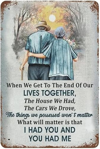 Vintage Metal Tin Sign to My Wife Couple Wife Gift from Husband Old Couple Gift Valentine's Day Sign Funny Novelty Kitchen Bar Club Garage Garden Home Decor Wall Art Tin Signs 8x12 Inch