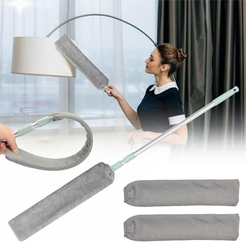 VERIMP Cepillo For Polvo Limpiador De Polvo con Espacio Retráctil Telescópico Lavable Espacio Plano Debajo del Electrodoméstico Plumero De Limpieza De Espacio Extensible Limpiador De Polvo