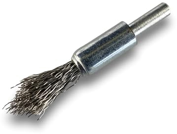Kibros Lot 6 brosses en bout tige Ø 6 mm forme pointe fil inox dur Ø 12 mm | Fil inox dur Ø 0,40 mm, tige Ø 6 mm, pour perceuse ou visseuse à mandrin, ébavurage décapage nettoyage.
