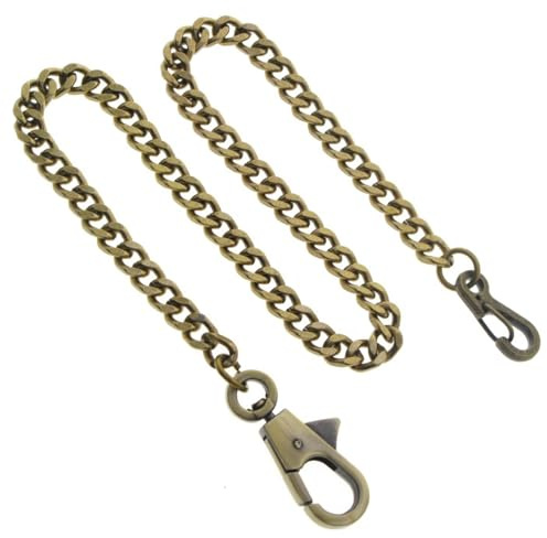 watchvshop Pocket Watch Chain Albert Chain Light Bronze Color Heavy Metal 7 MM Thick Cuban Curb Link Chain with Swivel Lobster Clasp FC69