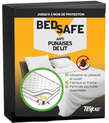 Anti punaises de lit Teskad ® Bed Safe - Solution préventive et curative plaquette (1) – Protection Longue Durée pour Lit, Valise, Canapé