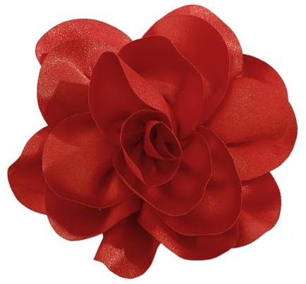 Itkcozcg Modischer Schmuck, elegante Stoff-Blumenbrosche, schöne Stoff-Blume, Anstecknadel, Accessoire, Brosche, Schmuck für Damen, Kleiderschränke, Rot, Flower diameter is about 14CM
