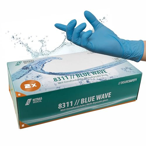 G.I.V. - Reinigungstechnik Nitril Einweghandschuhe 2x100 - Größe M, Latexfreie & Puderfreie Nitrilhandschuhe - Chemikaliensicher, Hygienisch & reißfest - Einmalhandschuhe für Gewerbe & Heimgebrauch