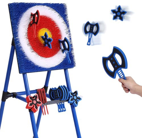 Axe Throwing Game for Backyard - 8 Throwing Axes Set - Deluxe Foldable Plastic Axe Throwing Target Game for Adults Kids, Outdoor Games Carnival Games