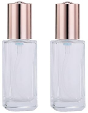 VASANA 2PCS 30ML/1oz Clear Cosmetic Pump Bottle Empty Travel Size Cosmetic Containers with Rose Gold Pump Head Liquid Dispenser Jars Storage for Lotion Cream Essential Oil Travel Small Container