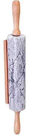 Alipis Mattarello Marmo Naturale Con Manico Legno Utensile Per e Impasti Cucina Per Biscotti Pizza e Ravioli Design Compatto e Pratico