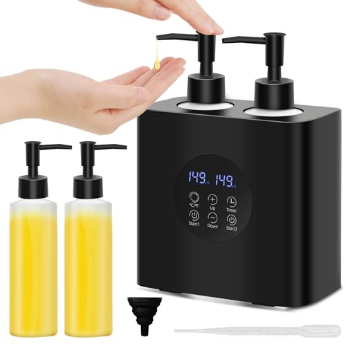 Massageöl Erwärmer mit Vier Ölflaschen, iklestar Massageöl Wärmer Gerät mit Doppelter Heizung, Automatische beheizte Körperlotion Flasche Creme Dispensers