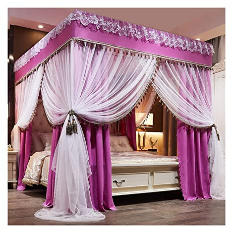 DRFGNF Betthimmel mit Moskitonetz für Schlafzimmer, luxuriöser Betthimmel mit 4 Stangen, Bettvorhang im Prinzessinnen-Stil für Schlafzimmer (Größe: 150 x 200 x 200 cm)