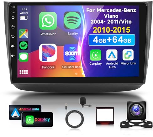 4G 64G 10.1 Radio para Coche con Bluetooth para Mercedes-Benz Viano 2004-2011/Vito 2010-2015 Carplay Android Auto,Android 15,DSP EQ,WiFi GPS,RDS/FM Radio con cámara de visión Trasera AHD