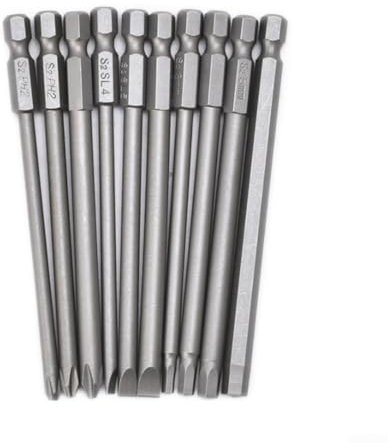Lot de 10 embouts de tournevis pour outils électriques à fente, cruciforme et embouts hexagonaux