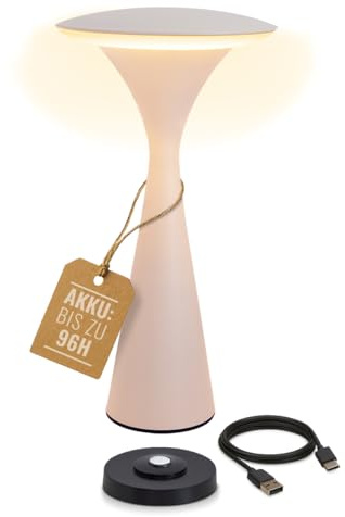 8 seasons design Tischlampe kabellos, dimmbar, Outdoor & Indoor - Hello Space - USB Ladestation, 27cm, Aluminium (ivory), LED warmweiß bis kaltweiß, Touch Control, Akku Tischleuchte