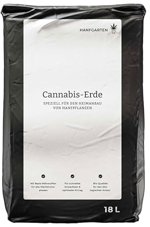 Hanfgarten Bio Cannabis Erde 18 Liter - 100% natürliche Bio-Erde für Hanfpflanzen - Vorgedüngt - Hanfgarten - Cannabis Experte seit 2015