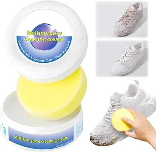 Schuhe Reinigungscreme, Multifunktionale Weisse Schuhe Reinigungs Creme,Schuhcreme Weiß Reinigungs und Fleckentfernungscreme Sneaker Reiniger Weiß für Leder,Wildleder,Canvas & Kunststoff (1 stück)