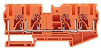 Morsettiere a pressione PT6-QU 6 mm² per cavo elettrico, collegamento a guida DIN, 4 fili, 10 pezzi (PT6-QU ORANGE)