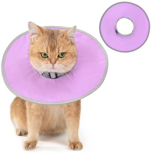 Avont Leicht Halskrause Katze, Halsband Einstellbar Leckschutz Kragen für Klein Hund Katze Nach Operation -L/Lila