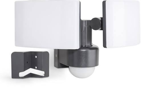 SEBSON LED Außenleuchte Bewegungsmelder IP65, Wand, / Eckmontage, anthrazit | 40W 3500lm kaltweiß, Wandleuchte Sensor 10m/ 240°, zwei Fluter 230V