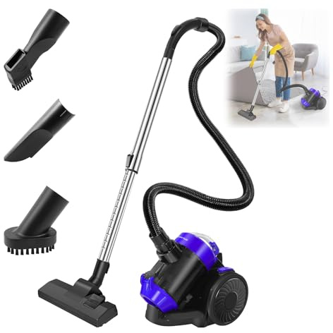 Aspiradora sin bolsa de 1500 W, sin bolsa, ciclón con juego de accesorios, potente aspiradora con juego de boquillas, filtro HEPA, cepillo turbo, depósito de 1,5 L