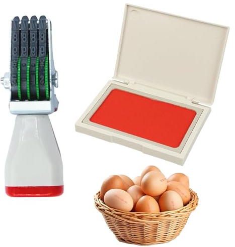 Kit Di Marcatura Uova, Timbro Datario Regolabile, Timbro Inchiostro, Inchiostro Rosso Resistente Alla Decolorazione, Per Contrassegnare Le Date Su Uova Fresche E Varie Etichette Di Carta (1 Pezzo)