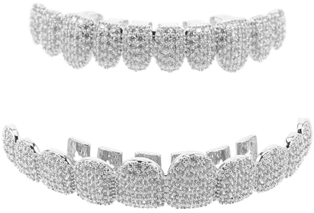 VILLCASE Zahngrills Für Männer Glänzende Zahngrills Strass Zahnschmuck Im Hip Hop Stil Cosplay Requisite Strass Zahnkappen Hip Hop Zahnkappen