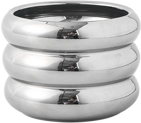 Hperu Blumentopf, 4, 7 cm, silberner Keramik-Übertopf mit Drainagelöchern, einzigartige Boho-Kleinblumentöpfe, für Zuhause, Garten, Büro, Schreibtisch-Dekoration, Silber, Keramik-Übertopf
