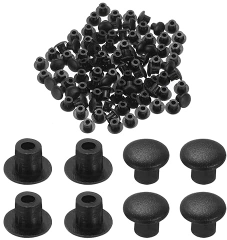 TA-VIGOR 100 Pcs Plastic Hole Plugs, 5mm Screw Holes Caps Cover nap in Locking Round Button Plug for Cabinet Cupboard Shelf Furniture, Black