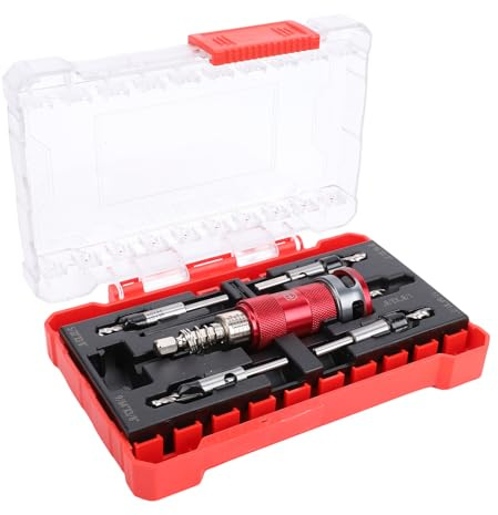 Dpofirs Juego de Brocas Avellanadoras con Tope de Profundidad Ajustable, Perforación Eficiente para Carpintería, Vástago Hexagonal, 5 Piezas para Perforación de Madera Dura